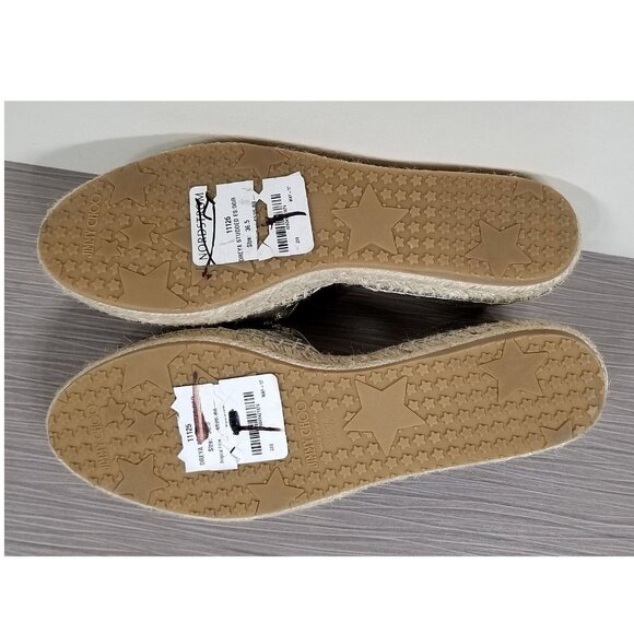 Jimmy Choo Dreya Studded d'Orsay Espadrille Flat, Gold, Womens Size 6.5 / 36.5 - Picture 9 of 11